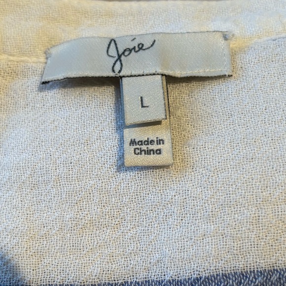 Joie casual beach vibes 100% cotton 3/4 sleeve shirt top Size L - Picture 6 of 9
